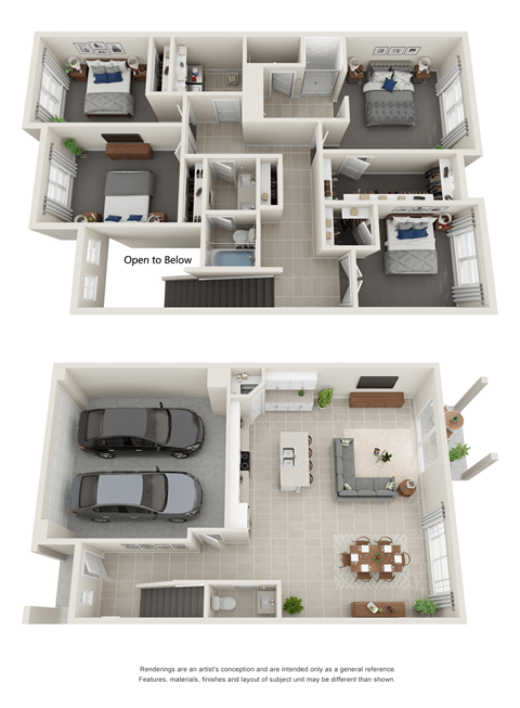 Floor plan for 4 beds, 2.5 baths, 2119 sqft